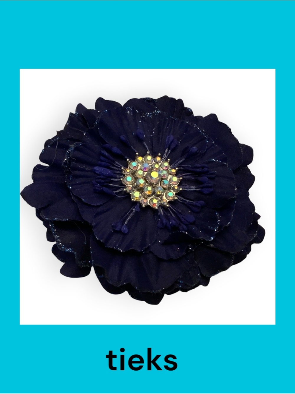 Tieks Deep Navy Flower with Crystal Cluster